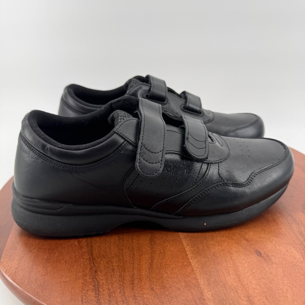 Propet Lifewalker Black Leather Walking Shoes M3705 Strap Sneakers Mens 12X 3E